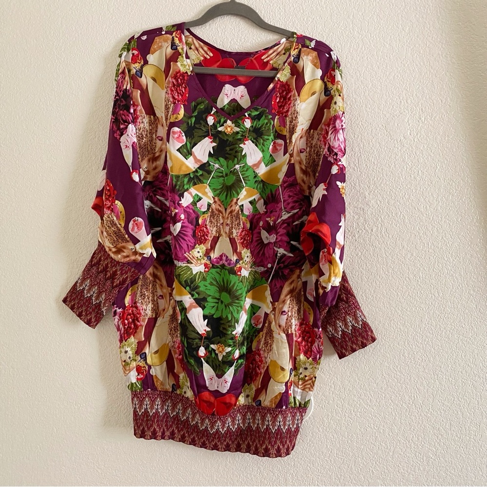 Custo Barcelona Vibrant Abstract Sill Print Tunic Mini Dress